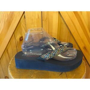 Skechers Yoga Foam Slip On Flip Flop Sandals Blue Size 9